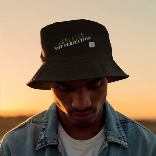 Believe, Progress, Not Perfection | Unisex Bucket Hat (black) | The Just Simple Series