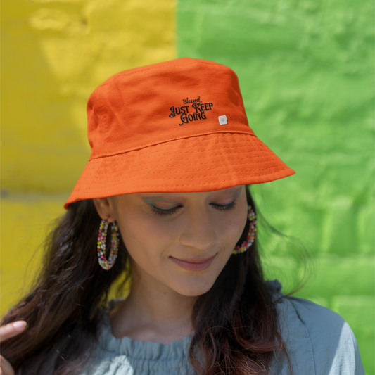 Blessed, Just Keep Going | Unisex Bucket Hat (orange) | The Just Simple Series