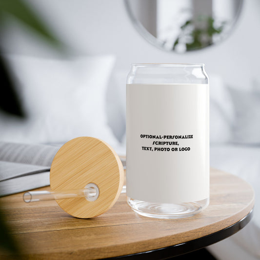 Personalized (frost look) - 16oz Sipper Glass with Bamboo Lid - Customizable Drinkware for Every Occasion