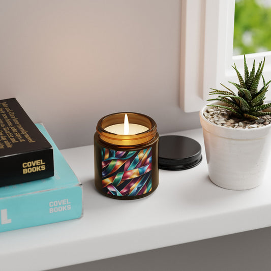 Ribbon Wave - Amber Jar 4oz, Soy Candle - Eco-Friendly