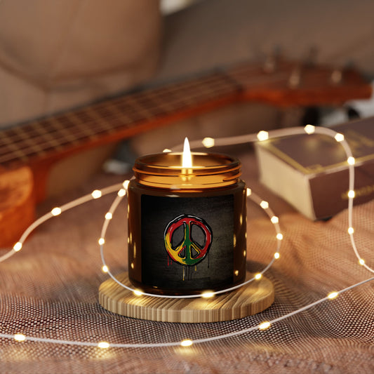 Peace Sign - Amber Jar 4oz, Soy Candle - Eco-Friendly