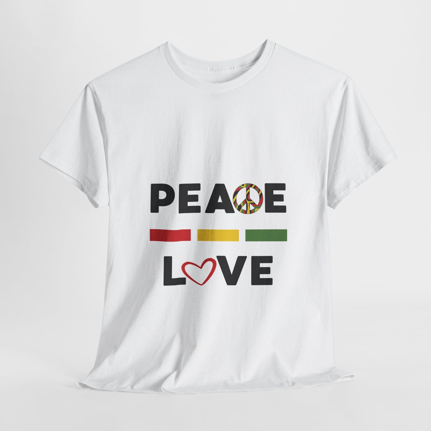Peace-Love  (black lettering) - Heavy Cotton Tee