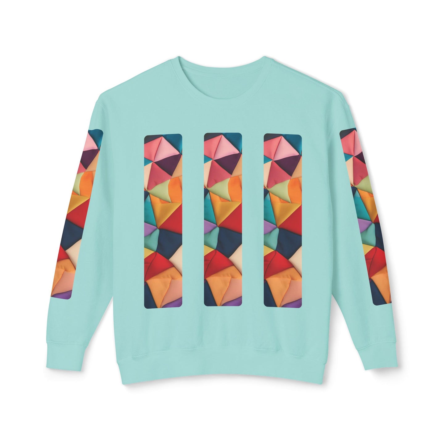 Color Maze - Colorful Geometric Design Unisex Lightweight Crewneck Sweatshirt - Stylish & Comfortable
