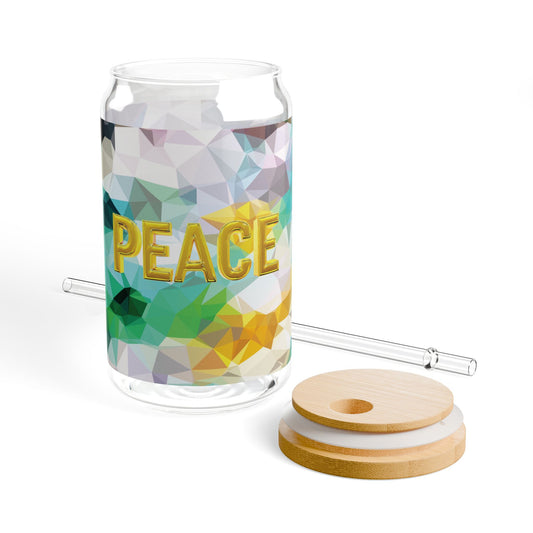 Peace Amarilla - Sipper Glass 16oz, Eco-Friendly Drinkware