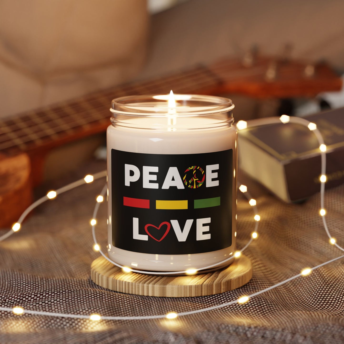 Peace-Love - Clear Jar 9oz, Soy Candle  - Aromatherapy Gift