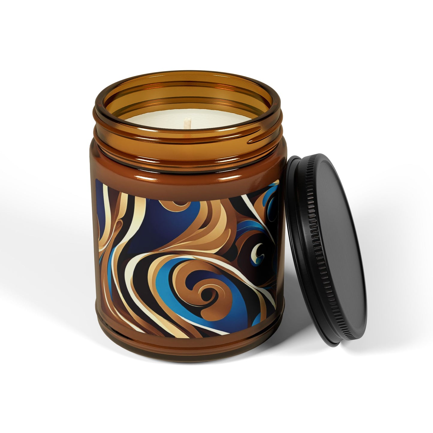 Blue Maze - Amber Jar 9oz, Soy Candle - Eco-Friendly