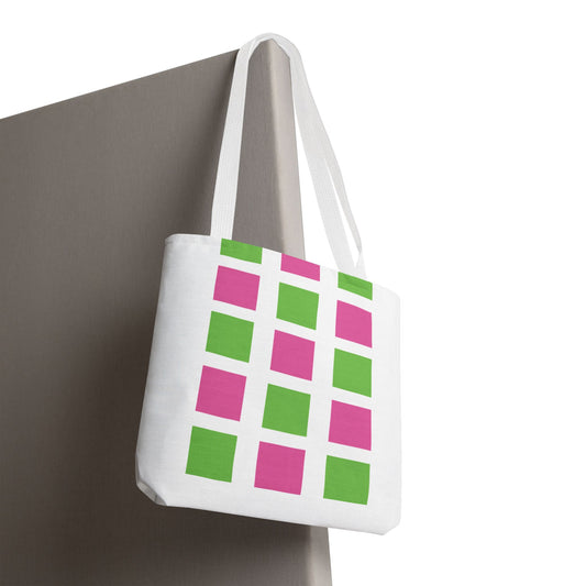 Le Carrée (pink and green) - Tote Bag - Stylish Beach Vibes for Every Occasion!