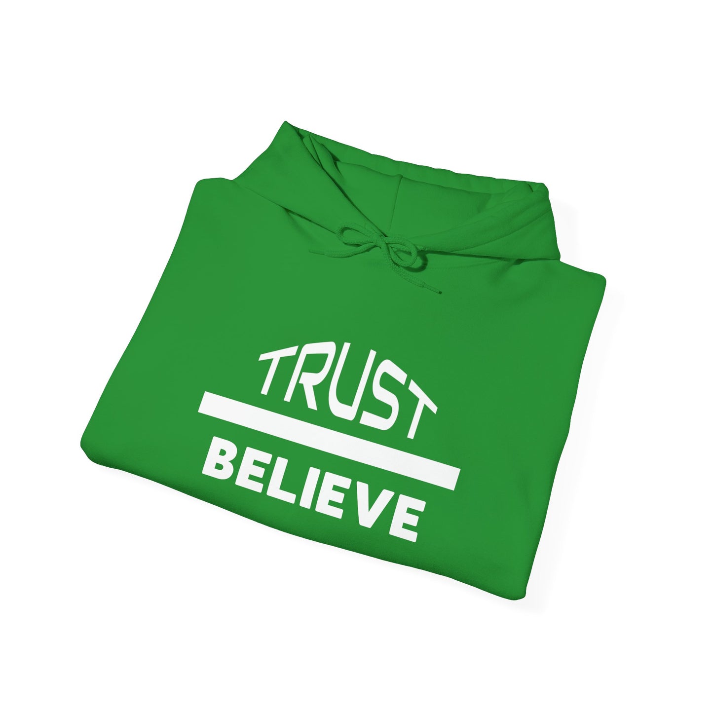 Trust-Believe (white letters) - Heavy Blend Hooded Sweatshirt Plush and Warm Unisex Cotton/Polyester Blend