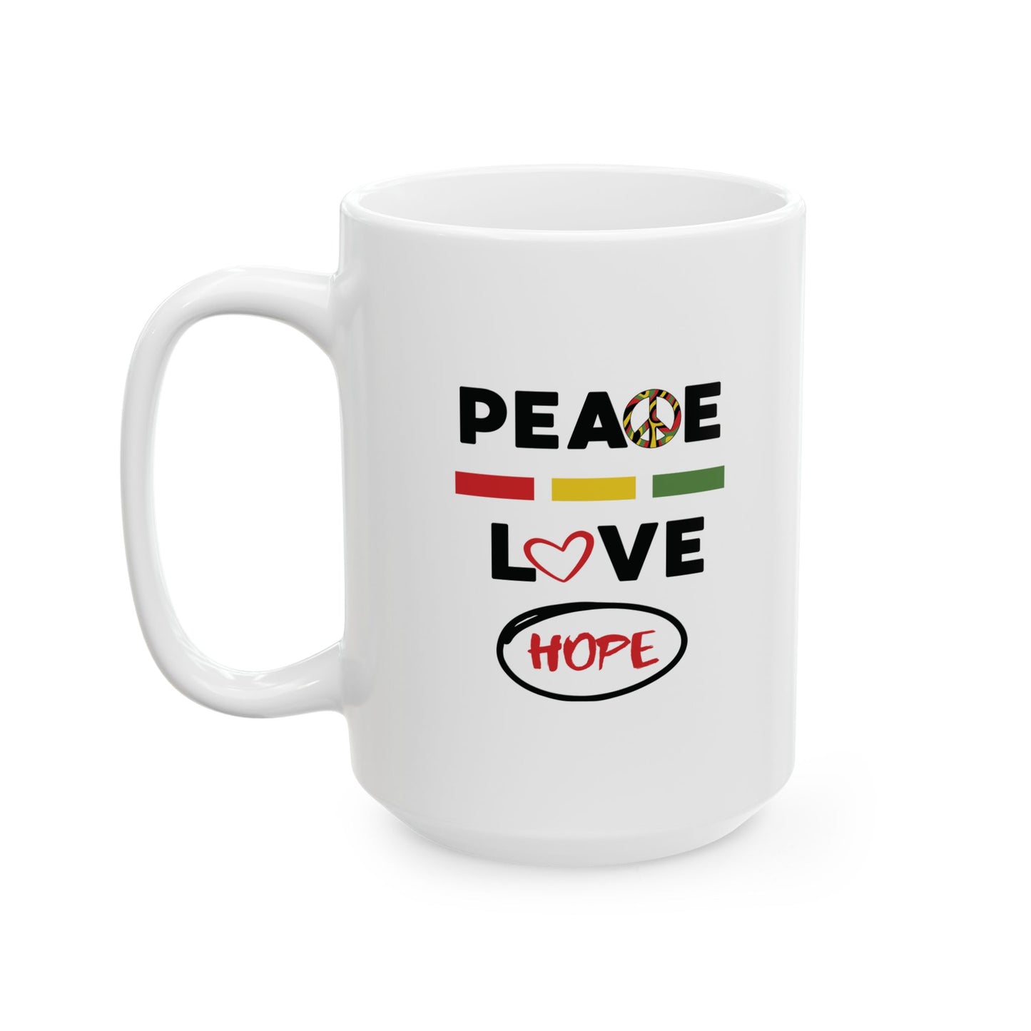 Peace & Love (red) -  Ceramic Mug - 11oz & 15oz - Perfect Gift for Inspiration & Motivation
