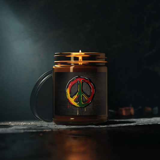 Peace Sign - Amber Jar 9oz, Soy Candle - Eco-Friendly
