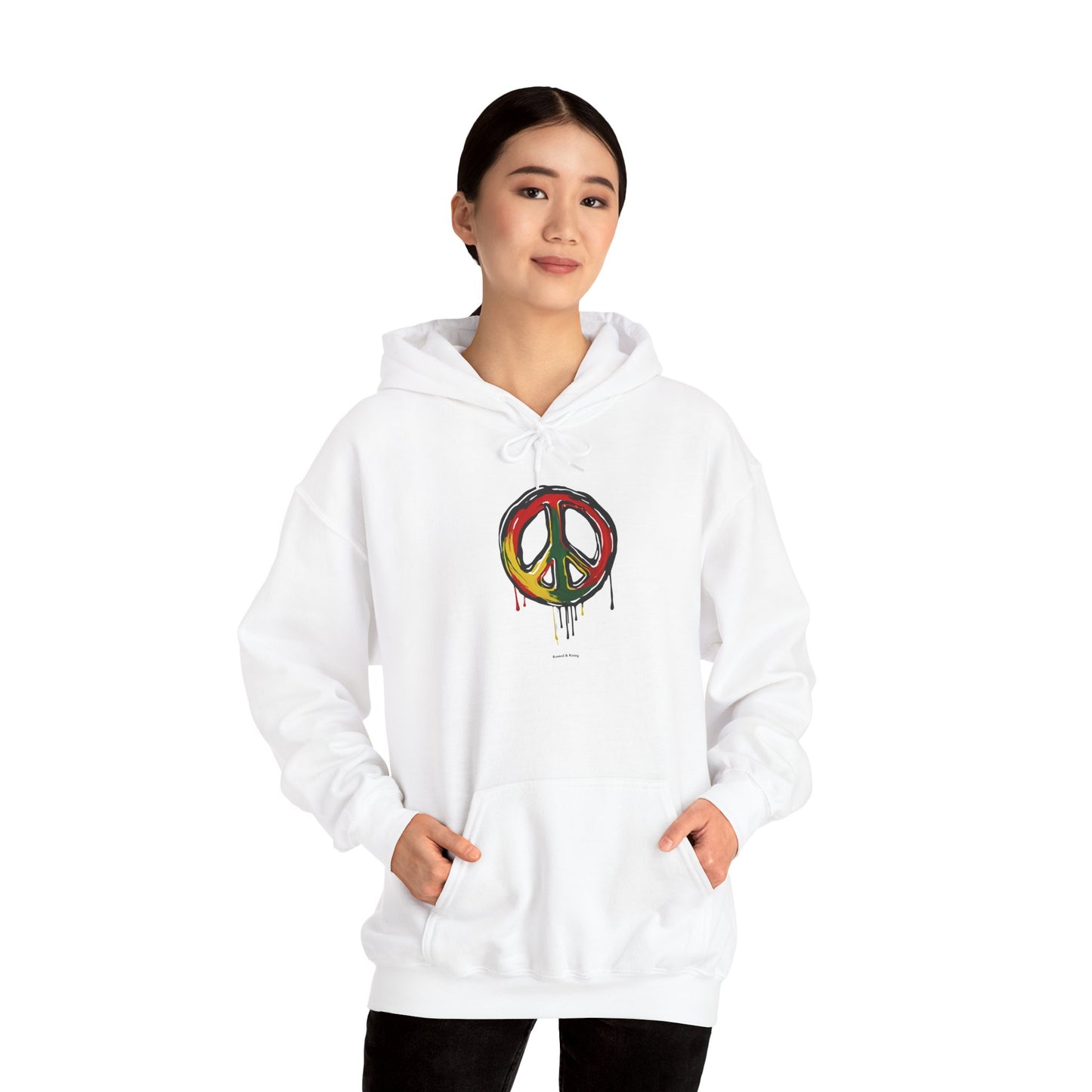 Rooted & Rising Hoodie (Peace Sign) | Humble Strength Unisex Hooded Sweatshirt (white)