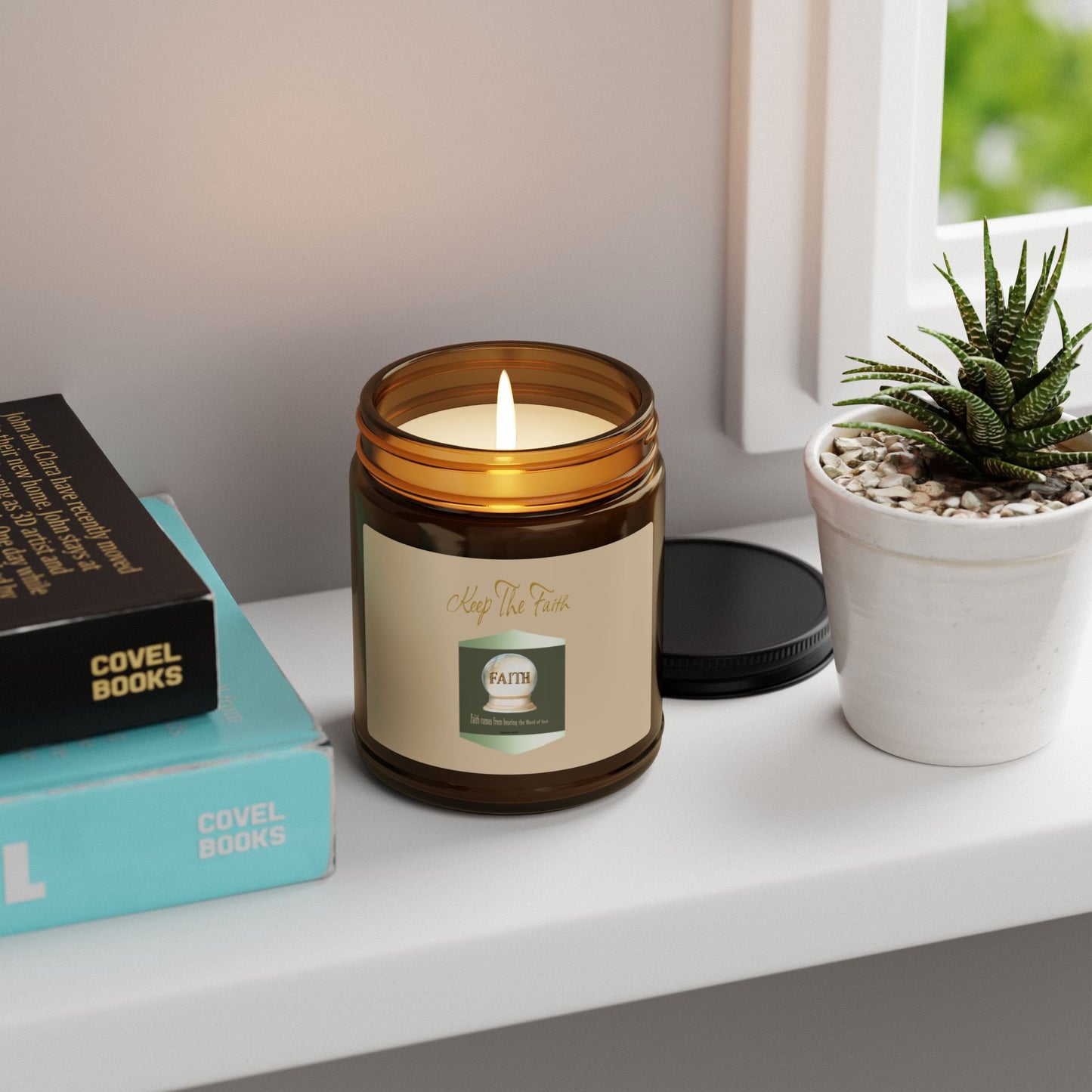 Keep The Faith -  Amber Jar 9oz, Soy Candle - Perfect for Relaxation and Gifting