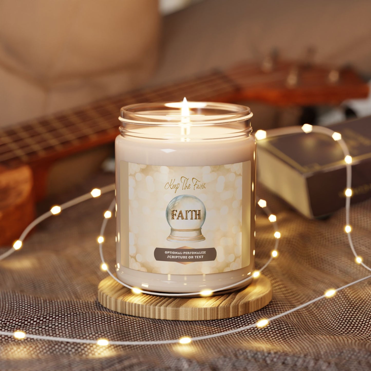 Keep The Faith - Clear Jar 9oz, Soy Candle - Personalized
