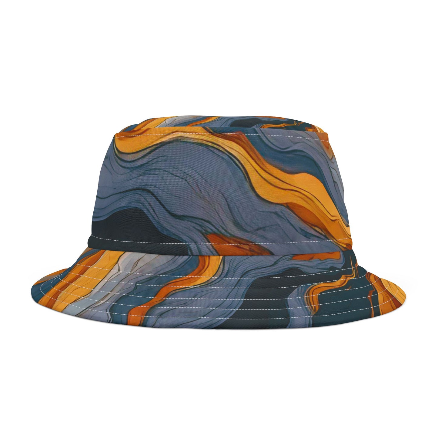 Abstract Marbled | Unisex Bucket Hat (Orange/Slate Mix) | Flow Series