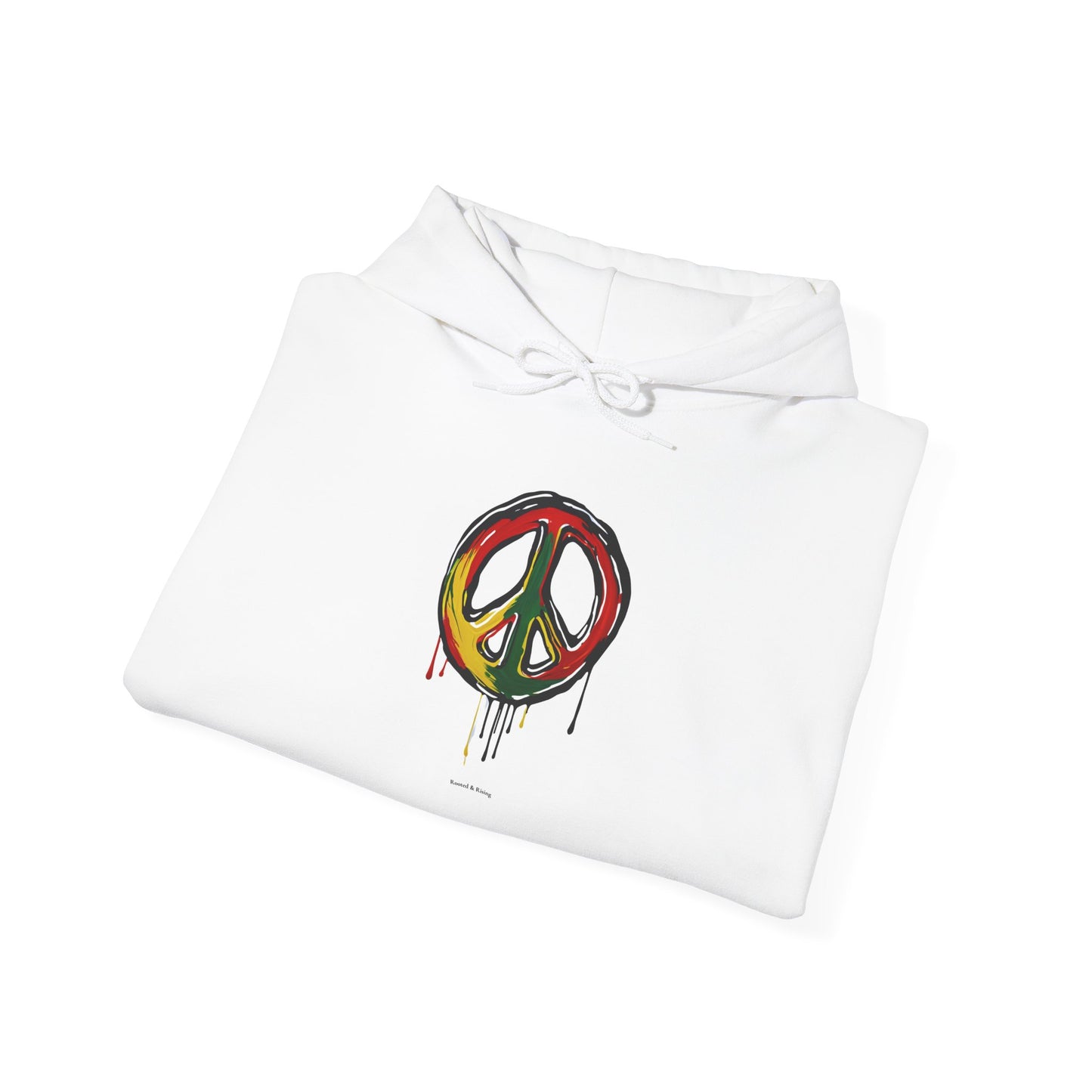 Rooted & Rising Hoodie (Peace Sign) | Humble Strength Unisex Hooded Sweatshirt (white)